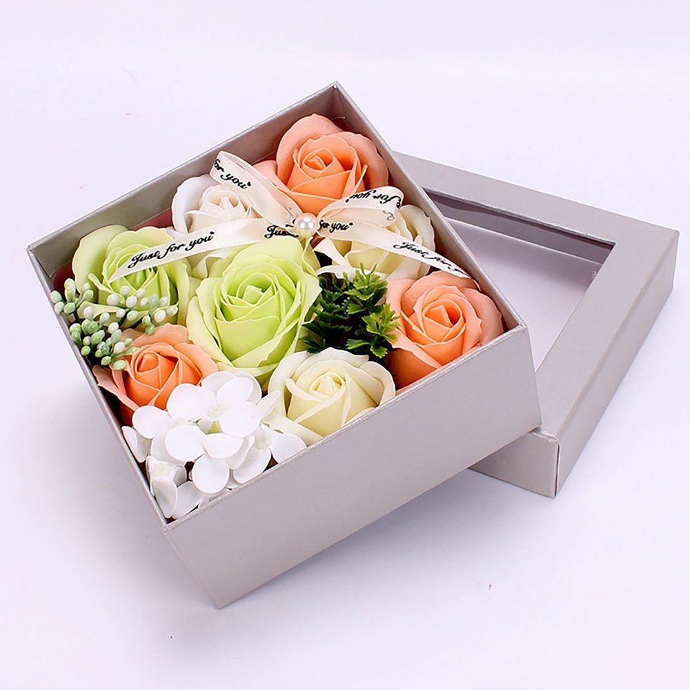 Bath Soap Rose Flower Floral, 12 Pcs Plant Essential Oil Flower Soap Set in Gift Box Flower Shaped Soap Rose Valentine's Day Gift Bath Decorative Soap for Anniversary Birthday Wedding