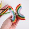 Big Rainbow Hair Claw Clip Non Slip 3.5inch Acrylic Acetate 90's Strong Hold Jaw Barrettes Cute for Women Girls Thin Thick Hair Accessory Rainbow Pride Parade Valentines Gifts view 3