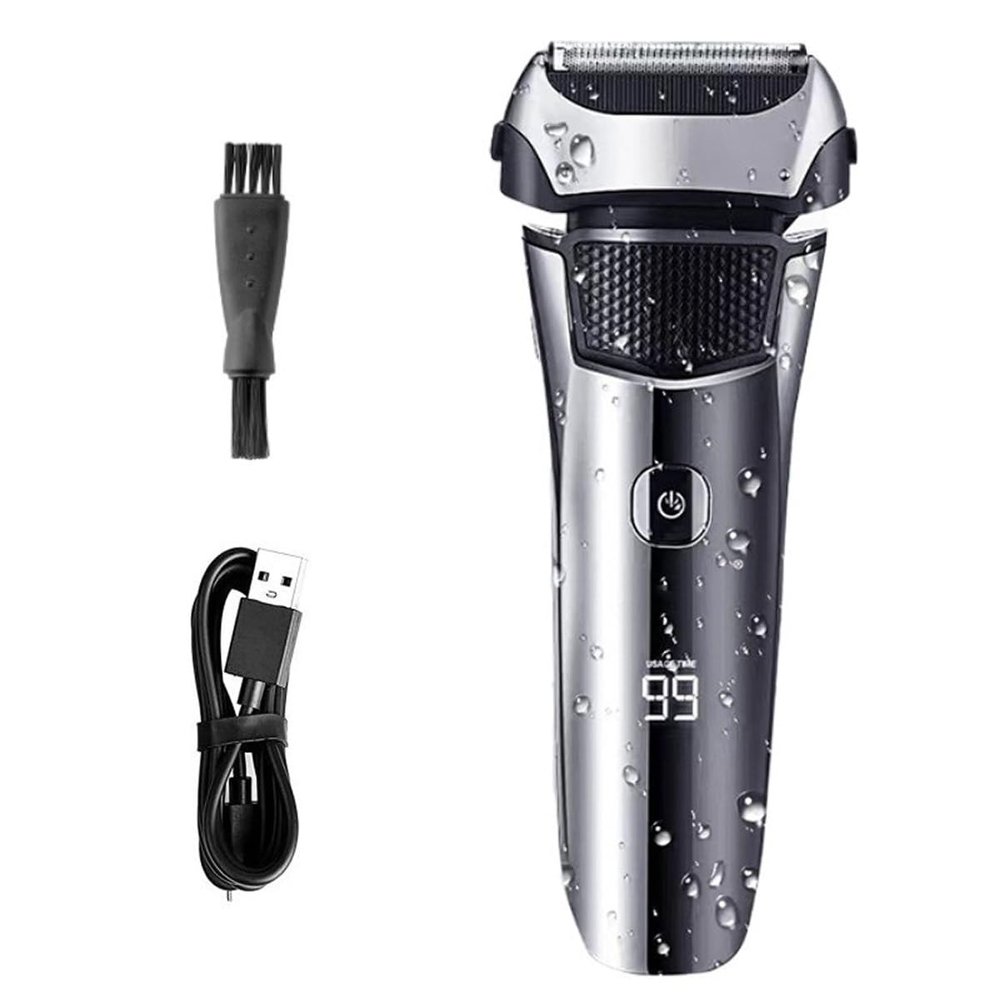 Men's Shaver, Washable Wet Dry Electric Shaver Men LCD Display Razor Rechargeable Beard Trimmer Bald Head 3-blade Shaving Machine