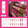 24Pcs Almond Press on Nails for Valentine's Day - Pink Glitter Acrylic False Nails With Love Letter and Red Lips Designs - Full Cover Stick on Long Stiletto DIY Nails for Women view 2