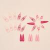 24Pcs Almond Press on Nails for Valentine's Day - Pink Glitter Acrylic False Nails With Love Letter and Red Lips Designs - Full Cover Stick on Long Stiletto DIY Nails for Women view 3