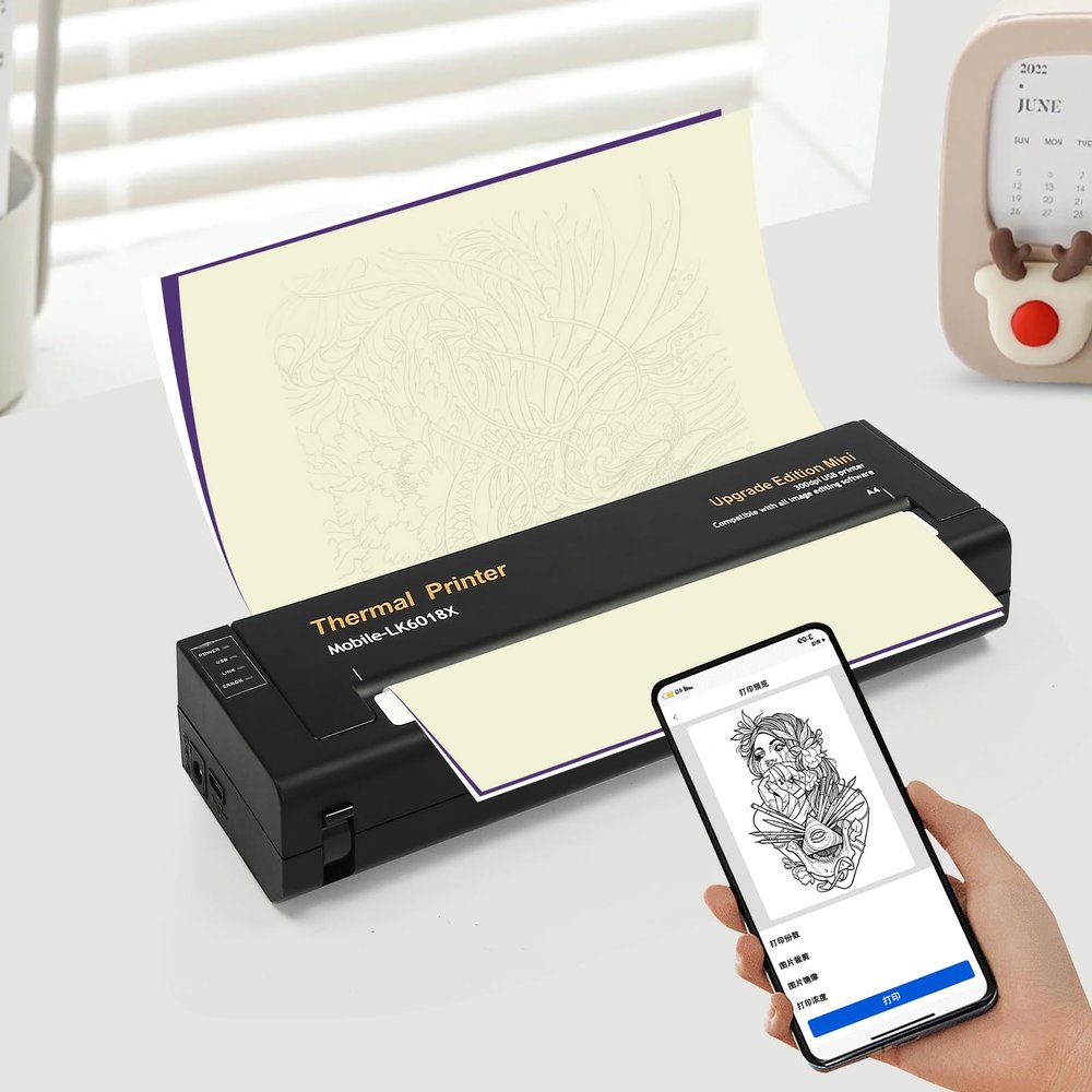 CNCEST Tattoo Transfer Stencil Printer, Mini Portable Tattoo Transfer Thermal Printer, Portable Printer, Transfer Machine
