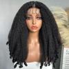 SOKU Afro Curly Lace Front Wig Synthetic T Part HD Transparent Lace Blends Kinky Straight Curly Ends Voluminous Bouncy Hair 20 Inch Natural Black Heat Friendly Black Women Must Have view 1
