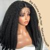 SOKU Afro Curly Lace Front Wig Synthetic T Part HD Transparent Lace Blends Kinky Straight Curly Ends Voluminous Bouncy Hair 20 Inch Natural Black Heat Friendly Black Women Must Have view 2