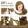 28 Inch Mannequin Head 80% Human Hair with Tripod Stand,Mannequin Cosmetology Manikin Practice Doll Head with stand,Braiding Hairdressing Head for Hair Styling with Table Clamp + DIY Hair Styling Set view 2