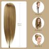 28 Inch Mannequin Head 80% Human Hair with Tripod Stand,Mannequin Cosmetology Manikin Practice Doll Head with stand,Braiding Hairdressing Head for Hair Styling with Table Clamp + DIY Hair Styling Set view 3
