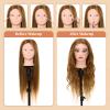 Mannequin Head 80% Human Hair with Tripod Stand,28 Inch Make up Cosmetology Manikin Practice Doll Head,Braiding Hairdressing Head with Table Clamp + DIY Hair Styling Set view 3