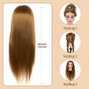 Mannequin Head 80% Human Hair with Tripod Stand,28 Inch Make up Cosmetology Manikin Practice Doll Head,Braiding Hairdressing Head with Table Clamp + DIY Hair Styling Set view 4