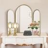 BAODANFU Trifold Vanity Mirrors 3 Way, 30 x 37in Adjustable Vanity Mirrors for Bathroom, Bedroom, Champaign Golden Arch Mirrors Wall Mounted Decoration, Braiding Hair, Makeup 360 Way view 1