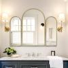 BAODANFU Trifold Vanity Mirrors 3 Way, 30 x 37in Adjustable Vanity Mirrors for Bathroom, Bedroom, Champaign Golden Arch Mirrors Wall Mounted Decoration, Braiding Hair, Makeup 360 Way view 3