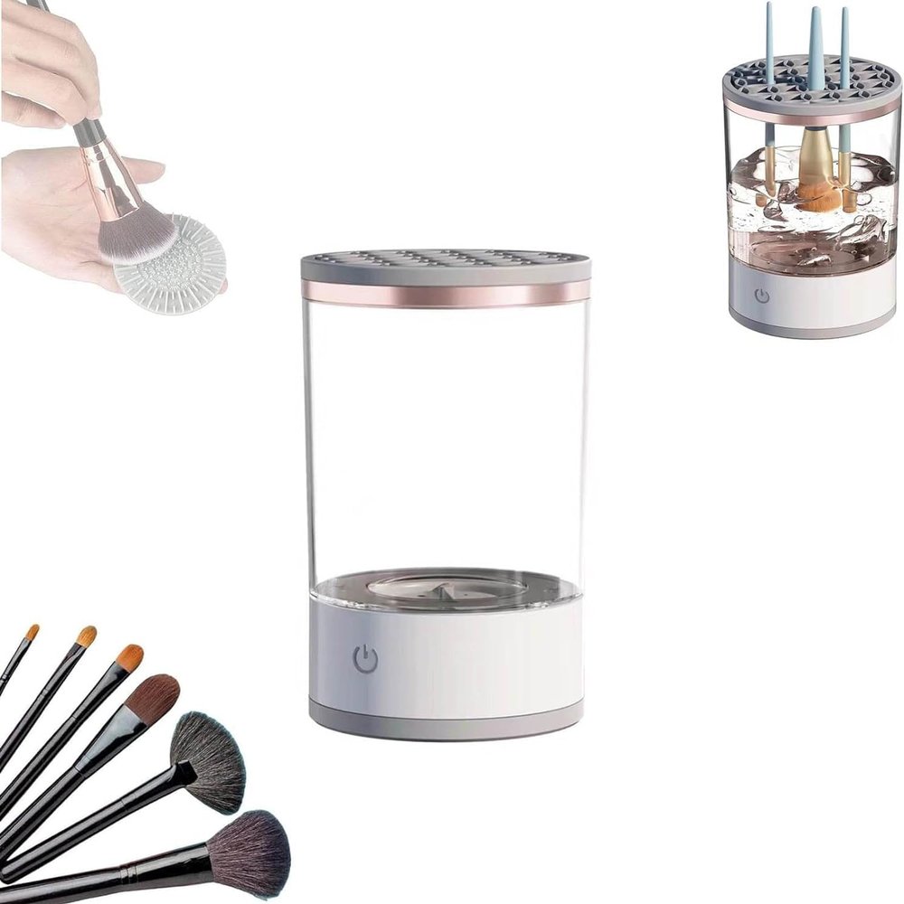 ACE4U Makeup Brush Cleaner Machine, 2024 New Automatic Spinning Makeup Brush Cleaner, Portable Electric Makeup Brush Cleaner (Color : Transparent)