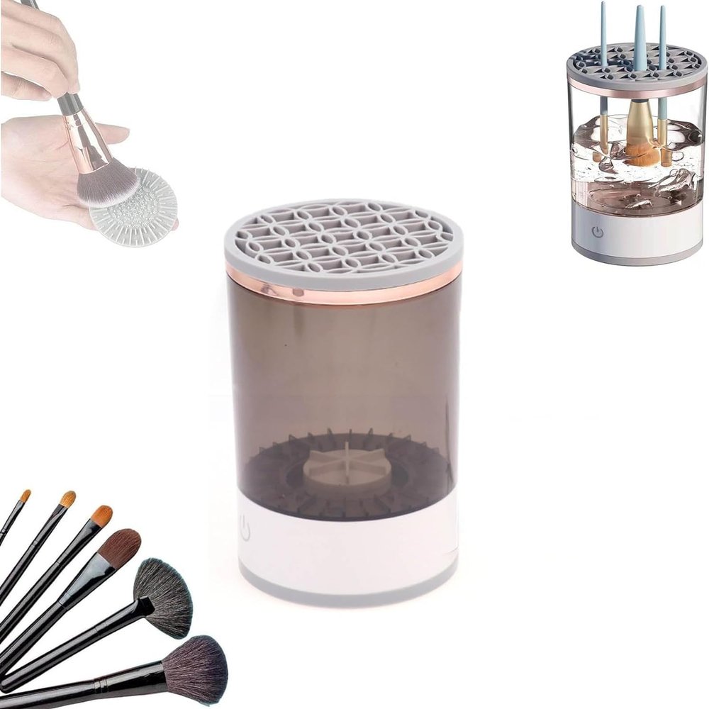ACE4U Makeup Brush Cleaner Machine, 2024 New Automatic Spinning Makeup Brush Cleaner, Portable Electric Makeup Brush Cleaner (Color : Gris)
