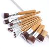 11pcs Natural Bamboo Handle Makeup Brushes Set Foundation Blending Cosmetic Make Up Tool view 4