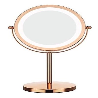 OrBheS Rose Gold LED Makeup Mirror, Double Sided with 360 Swivel Design 1X & X5 Magnification 180 Degree Adjustable Stand