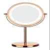 OrBheS Rose Gold LED Makeup Mirror, Double Sided with 360 Swivel Design 1X & X5 Magnification 180 Degree Adjustable Stand view 1