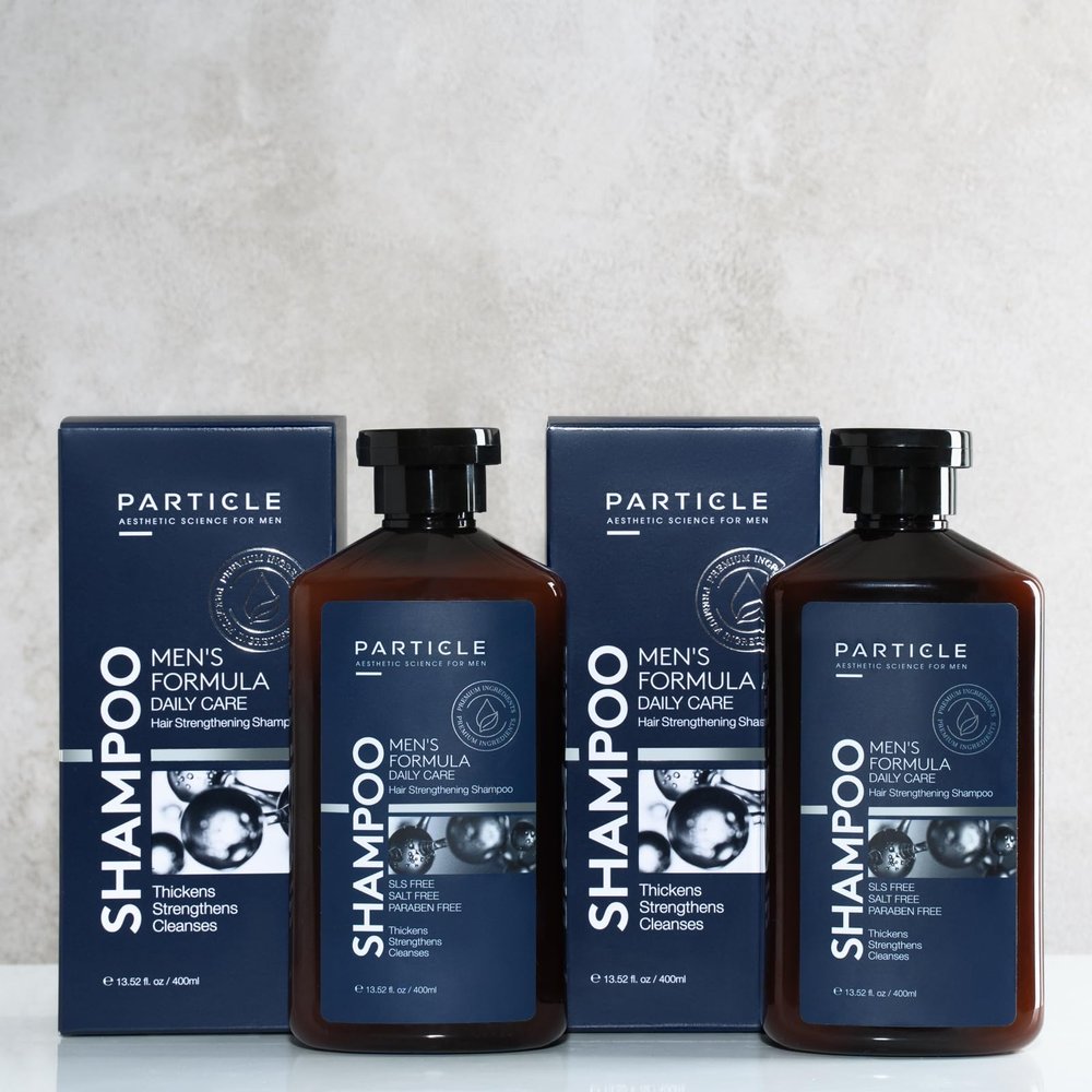 Particle Hair Thickening Shampoo for Men, Mens Shampoo, Cleansing Formula Made with Biotin, Capixyl, Redensyl, Ginseng and Green Tea Extract for Hair Strength Support, Paraben Free, 400 mL