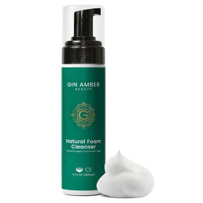 Gin Amber Beauty Natural Foaming Face Wash for Women & Men Gentle Facial Cleanser for Skincare Tools & Daily Use - (6 Fl oz - 180 ml)