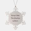 Barber Gifts for Coworkers, Keep Calm. The Barber is Here, Sarcastic Barber Snowflake Ornament, Christmas Ornament from Boss, Barber Birthday Gift Ideas, Barber Birthday Gift Basket, Barber Birthday view 1