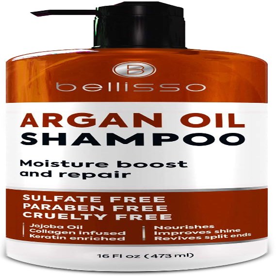 Argan Oil Shampoo - Sulfate Free with No Parabens - Moroccan Botanicals for Women and Men - Professional Moisturizing, Anti Frizz, Hydrating Solution for Dry, Wavy, Curly and Color Treated Hair