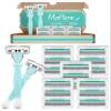 Razors for Women Sensitive Skin, 6 Blades Womens razors for Shaving Including 2 Travel Razors for Women with 15 Blade Refills, Green view 1
