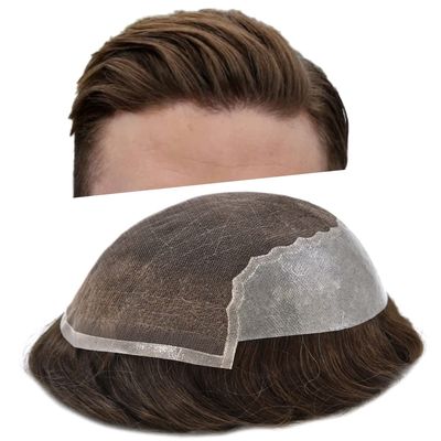 Toupee For Men Hair Piece Soft Swiss Lace Real Human Hair System Replacement Bleached Knot Mens Toupee Hair System Men Hairpiece Natural Hairline8x10Medium light density3ash#