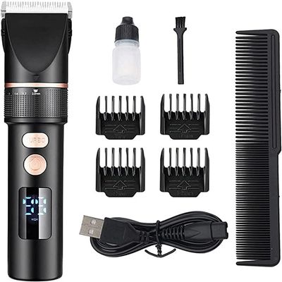 CAFFIA Cordless Hair Clippers for Men, Professional Hair Clippers Hair Trimmer, Bear Trimmer, USB Rechargeable LCD Display, for Men Kids and Family Use