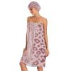 Bulletgxll Pink Leopard Women's Shower Wrap Towel Set of 3 Adjustable Spa Body Wrap Super Absorbent Bathrobe with Hair Towel & Headband view 3