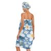 Bulletgxll White Flower Women's Shower Wrap Towel Set of 3 Adjustable Spa Body Wrap Super Absorbent Bathrobe with Hair Towel & Headband view 2