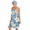 Bulletgxll White Flower Women's Shower Wrap Towel Set of 3 Adjustable Spa Body Wrap Super Absorbent Bathrobe with Hair Towel & Headband view 3