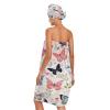 Bulletgxll Butterflies and Flower Women's Shower Wrap Towel Set of 3 Adjustable Spa Body Wrap Super Absorbent Bathrobe with Hair Towel & Headband view 2