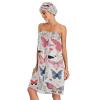 Bulletgxll Butterflies and Flower Women's Shower Wrap Towel Set of 3 Adjustable Spa Body Wrap Super Absorbent Bathrobe with Hair Towel & Headband view 3