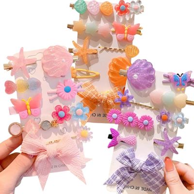 27Pcs Assorted Hair Clip Set, Adorable Girls Hair Clip Colorful Flower Cute Shell Starfish Bownot Butterfly Shape Barrettes Hair Accessory