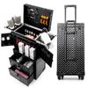 CNCEST Beauty Salon Luggage, Rolling Lockable Hair Stylist Travel Case Hairdressing Trolley Stylist Beauty Salon Cosmetic Luggage Travel Organizer Tool Box with Hair Dryer Holder view 2
