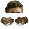 Mens Hair Topper Mens Frontal Natural Hairpiece Hairline Replacement System Real Human Hair Frontal Hairpiece #4 Medium Brown-100% Density view 1