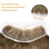 Mens Hair Topper Mens Frontal Natural Hairpiece Hairline Replacement System Real Human Hair Frontal Hairpiece #4 Medium Brown-100% Density view 4