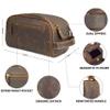 LEATHER VILLAGE Premium Leather Toiletry Travel Pouch With Waterproof Lining - Brown | King-Size Handcrafted Vintage Dopp Kit Bag, Shaving & Bathroom Organizer, Gift for Men & Women view 2