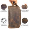 LEATHER VILLAGE Premium Leather Toiletry Travel Pouch With Waterproof Lining - Brown | King-Size Handcrafted Vintage Dopp Kit Bag, Shaving & Bathroom Organizer, Gift for Men & Women view 3