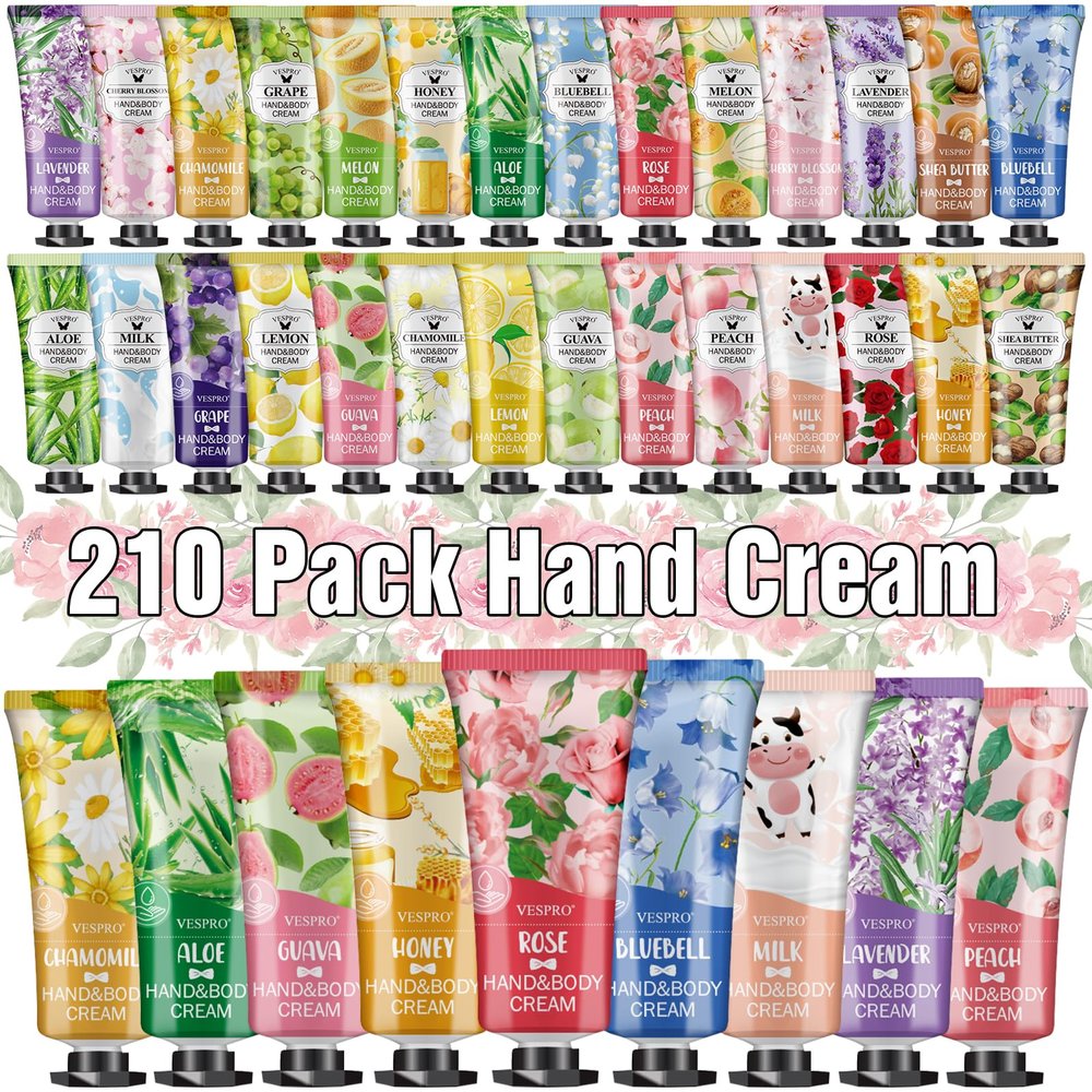 210 Pack Moisturizing Hand Cream Gifts Set, Stocking Stuffers for Wome, Hand Lotion Travel Size for Dry Cracked Hands, Bulk Hand Lotion for Christmas Gifts, Mom Gifts, Bridesmaid Gifts, Small Gifts