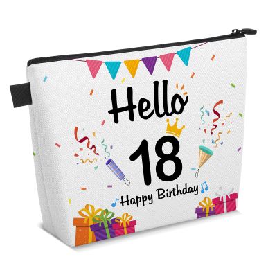 18th Birthday Gift Ideas for Girls Makeup Bag Hello 18 Year Old Birthday Cosmetic Bag Makeup Pouch with Zipper Decorations for Sister Hello 18th Anniversary Christmas Birthday Party Favor Gifts