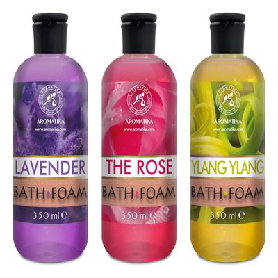 Bath Foam - Lavender, Rose, Ylang Ylang - Set 3 x 11.8 Fl Oz - Body Care - Beauty - Bathing - Body Care - Wellness - Relax - Aromatherapy - Spa - Aroma - Bubble Baths