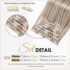 Full Shine Tape in Hair Extensions Human Hair 18 Highlight 613 Blonde 18inch 50g 20PCS and Blonde Seamless Clip Ins Highlights #18/613 12inch 80g 8PCS view 3
