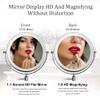 8'' Wall Mounted Makeup Mirror Black USB Rechargeable Double Sided with 3 Tones LED Lights 1x/5x Magnifying Bathroom Mirror for Shaving Extendable Arm Touch Control1X/5X view 2