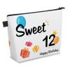 12th Birthday Gift Ideas for Girls Makeup Bag, Sweet 12 Year Old Birthday Cosmetic Bag Makeup Pouch with Zipper Decorations for Daughter Sister 12th Anniversary Christmas Birthday Party Favor Gifts view 1