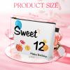 12th Birthday Gift Ideas for Girls Makeup Bag, Sweet 12 Year Old Birthday Cosmetic Bag Makeup Pouch with Zipper Decorations for Daughter Sister 12th Anniversary Christmas Birthday Party Favor Gifts view 3