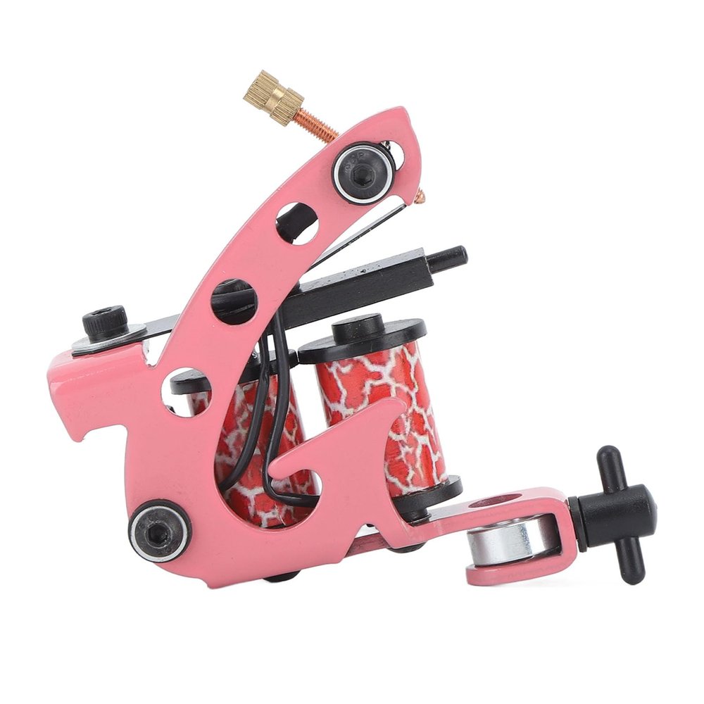 Coil Tattoo Machine, 10 Wraps Copper Tattoo Coil Machine, Stable Tattoo Machines, Pink Maquinas De Tatuar Compatiable for Professional Tattoo Artists
