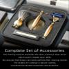 FREED 4-piece Luxury 5-Blade Razor set,Bronze Series Customized gift, Aluminum Alloy Material include 5 Blades,razor stand,razor brush,It's the best gift for men (Gold) view 4