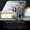 FREED 4-piece Luxury 5-Blade Razor set,Bronze Series Customized gift, Aluminum Alloy Material include 5 Blades,razor stand,razor brush,It's the best gift for men (Blue) view 3
