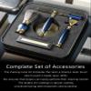 FREED 4-piece Luxury 5-Blade Razor set,Bronze Series Customized gift, Aluminum Alloy Material include 5 Blades,razor stand,razor brush,It's the best gift for men (Blue) view 4