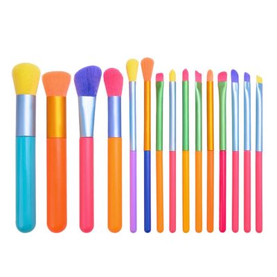 15pcs Makeup Brushes Professional Powder Foundation Eyeshadow Make Up Brush Set Synthetic Hair Colourful