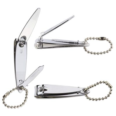 3Pcs Silver 2'' Mini Finger Nail Clipper Manicure Trimmer Curved Edge, File and Key Chain, Nail ToolsFingernail and Toenail ClippersNail Clippers